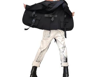 Asymmetric Black Blazer Jacket for Women | Avant Garde Gothic Extravagant Party Style | DDP USA