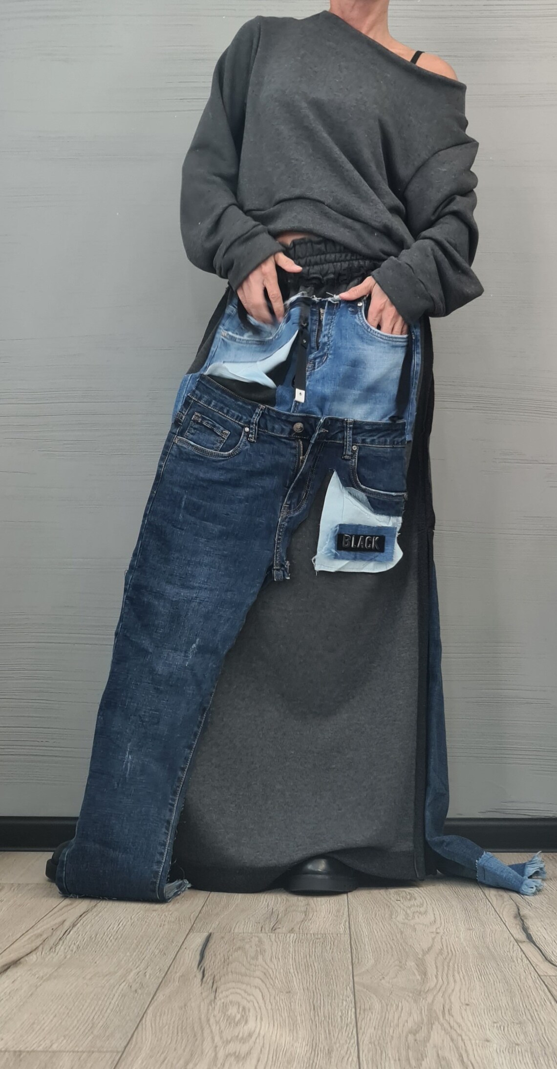 Brooklyn | Women’s Comfortable Loose Blouse and Striped Midi Skirt Set