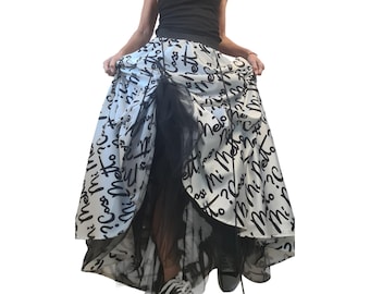 Cocktail Maxi Skirt Dress, Cotton Satin Dress for a wedding guest