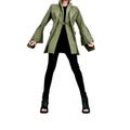 Olive Green Cotton Asymmetric Blazer, Fitted Long Jacket, Flared Sleeve Coat