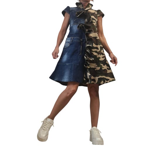 military denim dress Indigo Rinse Military Denim Dress - Dresses