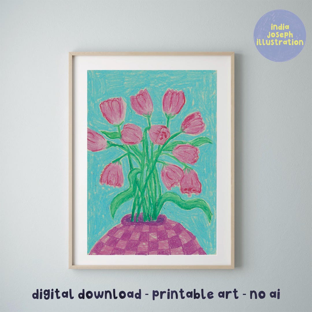 Pink Tulips Art Print - Digital Download - Etsy