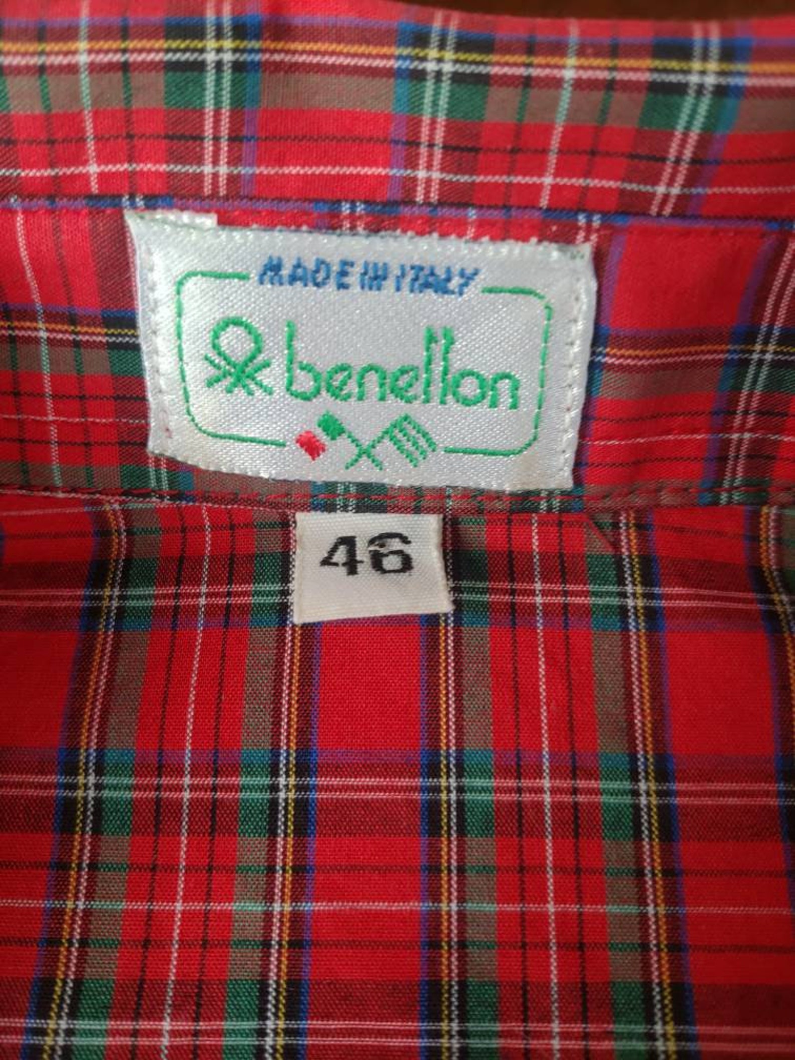 Vintage Benetton Tartan Shirt 1970&rsquo;s 1980&rsquo;s - Etsy