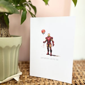 Cartão de Aniversário - Marvel - Cartão de Vingadores - Vingadores - Feliz Aniversário - Aniversário - Homem de Ferro - Cartão de Aniversário de Trocadilho