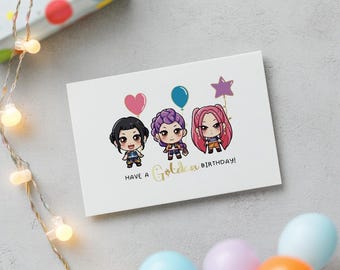 Printable Birthday Card - K-Pop Demon - Huntrix - Huntrix Birthday card - Instant Download - Downloadable Card