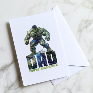 Cartão digital para o Dia dos Pais - Dia dos Pais - Cartão de trocadilho - Hulk - Marvel - Os Vingadores - O Incrível Hulk - Pai - Download instantâneo