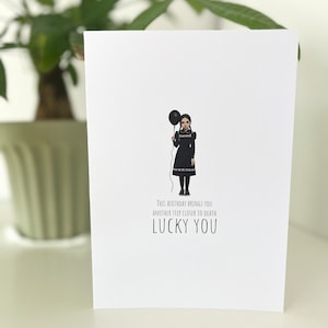 Geburtstagskarte – MITTWCHENCHEN – MITTWOCHS Addams – Happy Birthday – Geburtstag – MITTWOCHS Karte – Wortspiel Geburtstagskarte