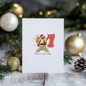 Cartão de Natal Trocadilho - Cartão de Natal Engraçado - Cartão Rainha - Cartão Rock - Cartão de Natal - Cartão de Natal Divertido
