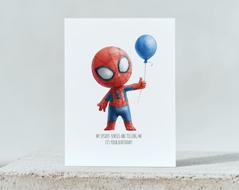 Biglietto di auguri di compleanno di Spider-Man stampabile - Download immediato - Biglietto scaricabile