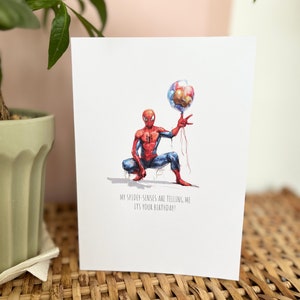 Cartão de Aniversário - Marvel - Cartão dos Vingadores - Vingadores - Feliz Aniversário - Aniversário - Homem-Aranha - Cartão de Aniversário Trocadilho