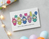 Digital Birthday Card - Pop Monsters - Monster Card - Happy Birthday - Birthday -  Birthday - Pop Monster Instant Download