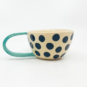 METKA & RUDOLF Handmade, ceramic coffee mug, turquoise, ceramic tea cup, circle, wedding gift, gift for mom, housewarming present, image 3