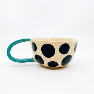 METKA & RUDOLF Handmade, ceramic coffee mug, turquoise, ceramic tea cup, circle, wedding gift, gift for mom, housewarming present, image 5