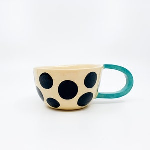 METKA & RUDOLF Handmade, ceramic coffee mug, turquoise, ceramic tea cup, circle, wedding gift, gift for mom, housewarming present, image 6