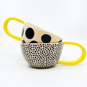 CITA & LOJZE, Handmade, ceramic coffee mug, yellow, ceramic tea cup, circle, father’s day gift, gift for dad, gift for a couple,