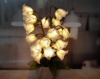 Blanc cassé fleur de muguet lampe batterie fleur en nylon LED lumières de Noël mariage Saint-Valentin fête des mères cadeau du nouvel an