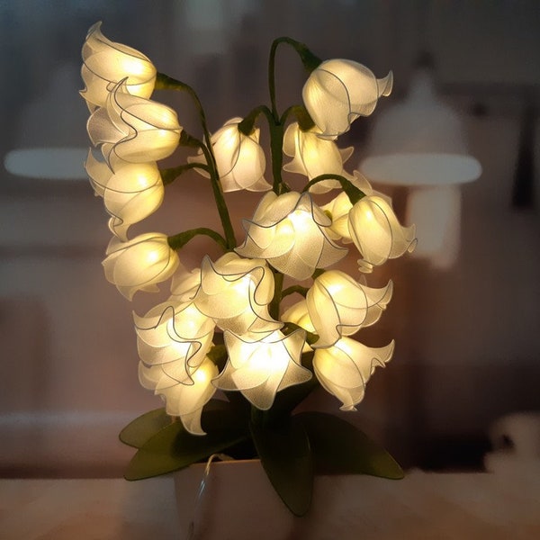 Off White Lily of the Valley flower lamp battery nylon flower LED christmas lights Wedding Valentine Mother day New Year Gift