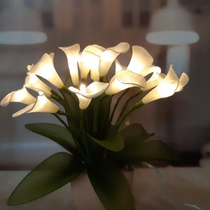 Off white ivory Calla Lily flower lamp battery gift artificial nylon flower LED mini christmas lights Valentine Wedding Mother day