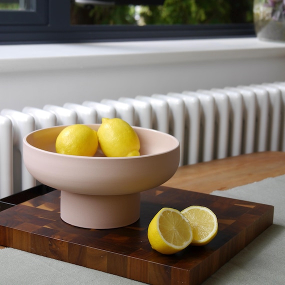 Handmade Ceramic Pedestal Fruit Bowl: Contemporary Stoneware Table