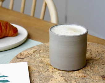 Handmade Dark Grey Ceramic Cup, Contemporary Handleless Mug, Natural Finish, Coffee Gift