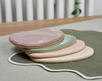 Handmade Ceramic Pebble Coaster, Contemporary Coloured Clay Coaster, Homeware Gift