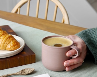 Handmade Stoneware Mug, Wheel-Thrown Ceramic Cup, Minimalist Scandinavian Design, Mauve Coloured Clay