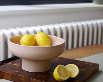 Handmade Pink Ceramic Pedestal Fruit Bowl,  Contemporary Table Centrepiece, Modern Scandinavian Ceramics