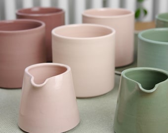 Handmade Colour Clay Pourer, 100ml Milk Jug, Ceramic Small Jug, Contemporary Scandinavian Ceramics