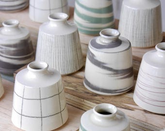 Ceramic Reed Diffuser Handmade, Wheel Thrown Pottery Bottle, Bud Vase, Home Fragrance Vessel, Decor Gift for Her