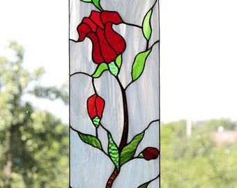 Roses Flowers Custom Suncatcher Stained Glass Art