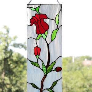 Roses Flowers Custom Suncatcher Stained Glass Art