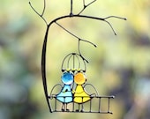 Suncatcher Stained Glass Art Window hangings Angels Couple Love Home decor Gift