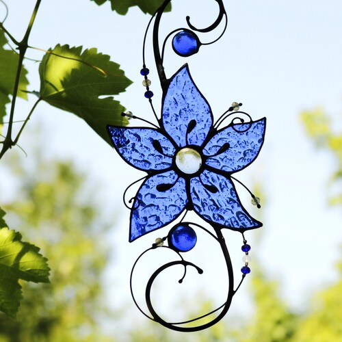 Suncatcher Stained Glass Birds Modern Home Decor Etsy