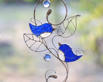 Stained Glass Art Suncatcher Window hangings Bird Handmade Home decor Gift