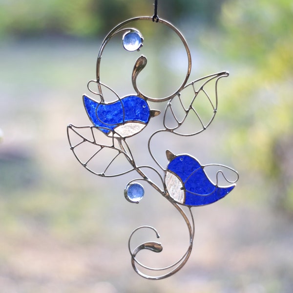 Stained Glass Art Suncatcher Window hangings Bird Handmade Home decor Gift