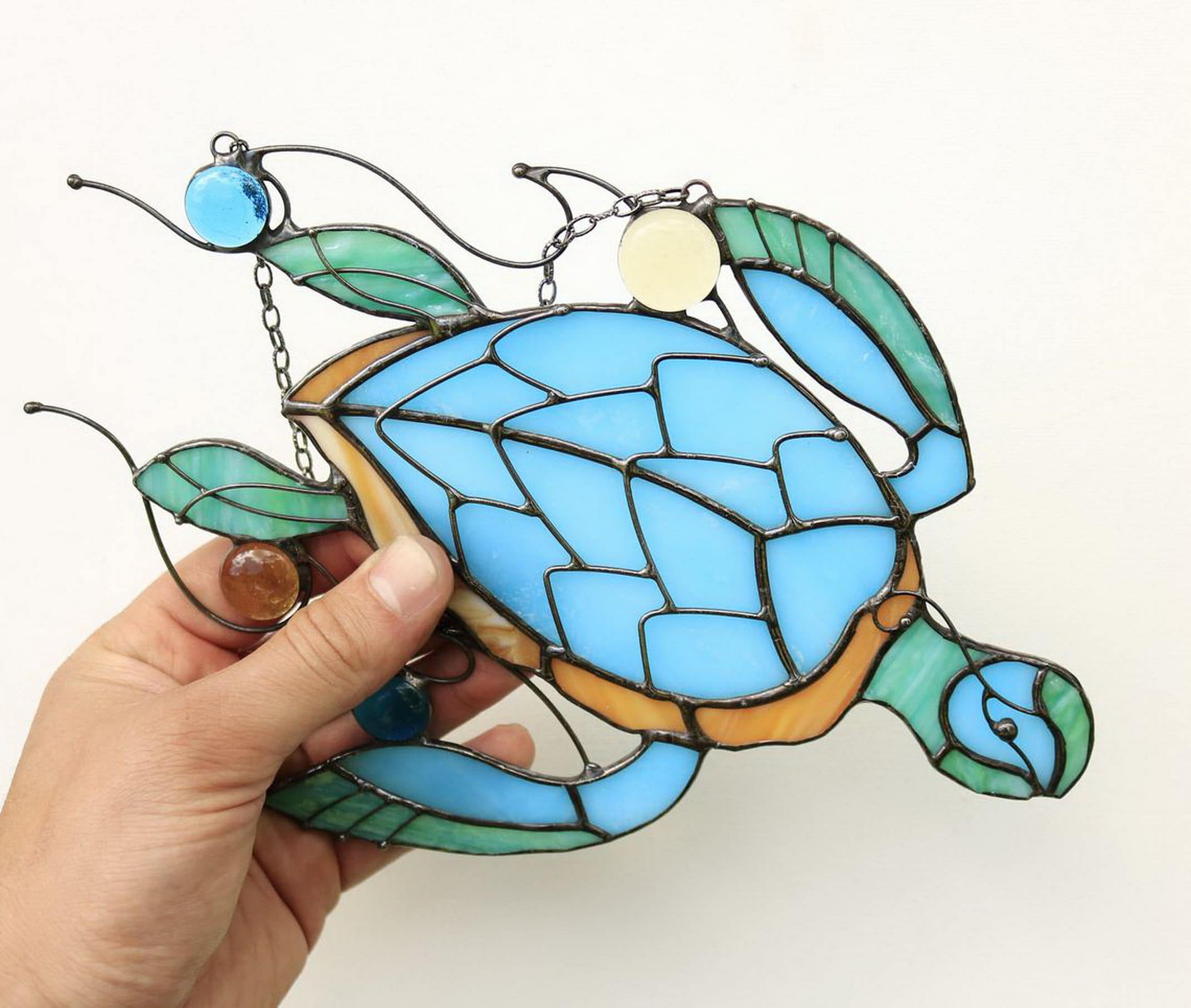 TURTLE Suncatcher Stained Glass Art Window Hangings Home Decor Etsy