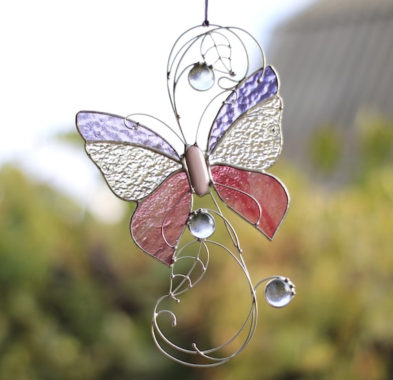 3D Clip-on Butterfly Tree Toppers Iridescent Stained Glass