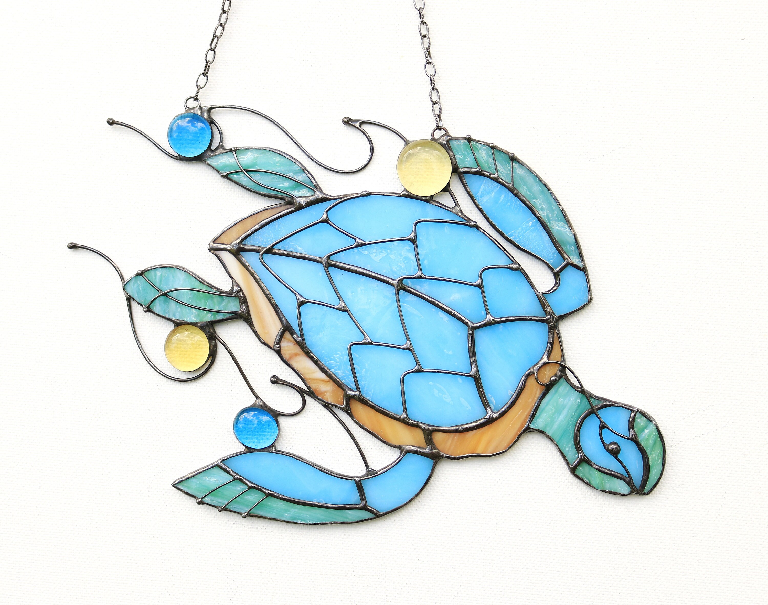 TURTLE Suncatcher Stained Glass Art Window Hangings Home Decor Etsy