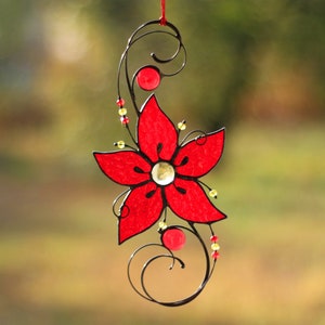 Suncatcher Stained Glass Art Window hangings decoration Flower Home decor Gift