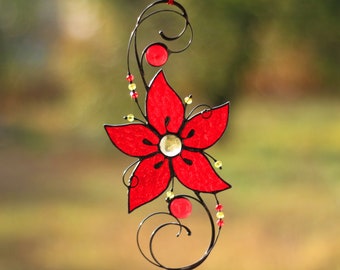 Suncatcher Stained Glass Art Window hangings decoration Flower Home decor Gift