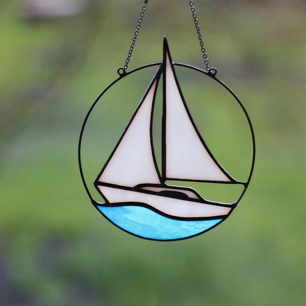 Voilier Yacht Suncatcher vitrail Art fenêtre tentures décor à la maison cadeau