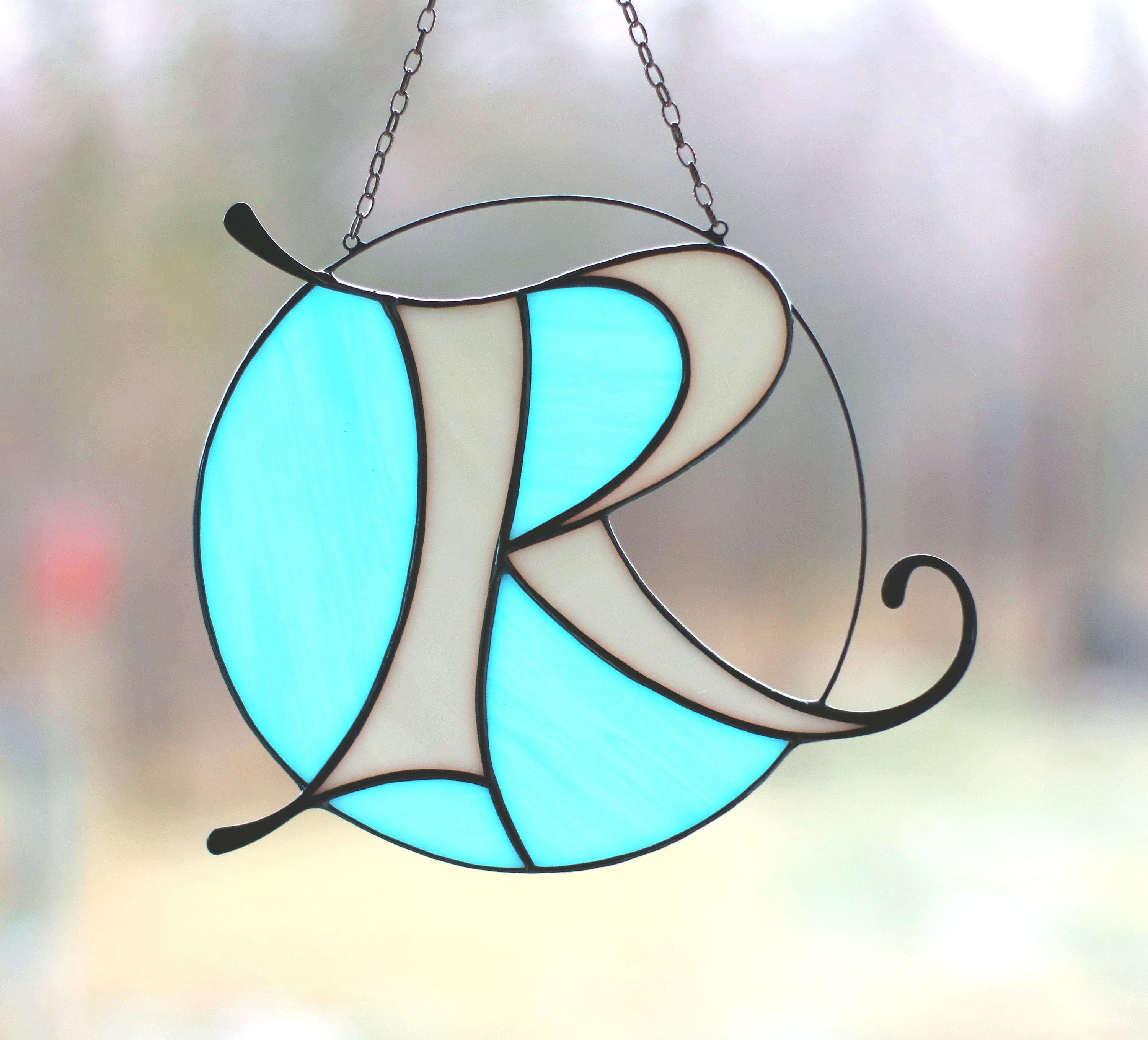 Initials Letter R Stained Glass Art Suncatcher Window Hangings Etsy