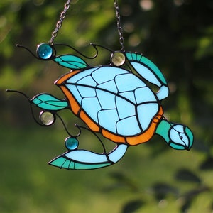 TURTLE Suncatcher Stained Glass Art Window hangings Home decor Gift