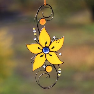 Suncatcher Stained Glass Art Window hangings decoration Flower Home decor Gift