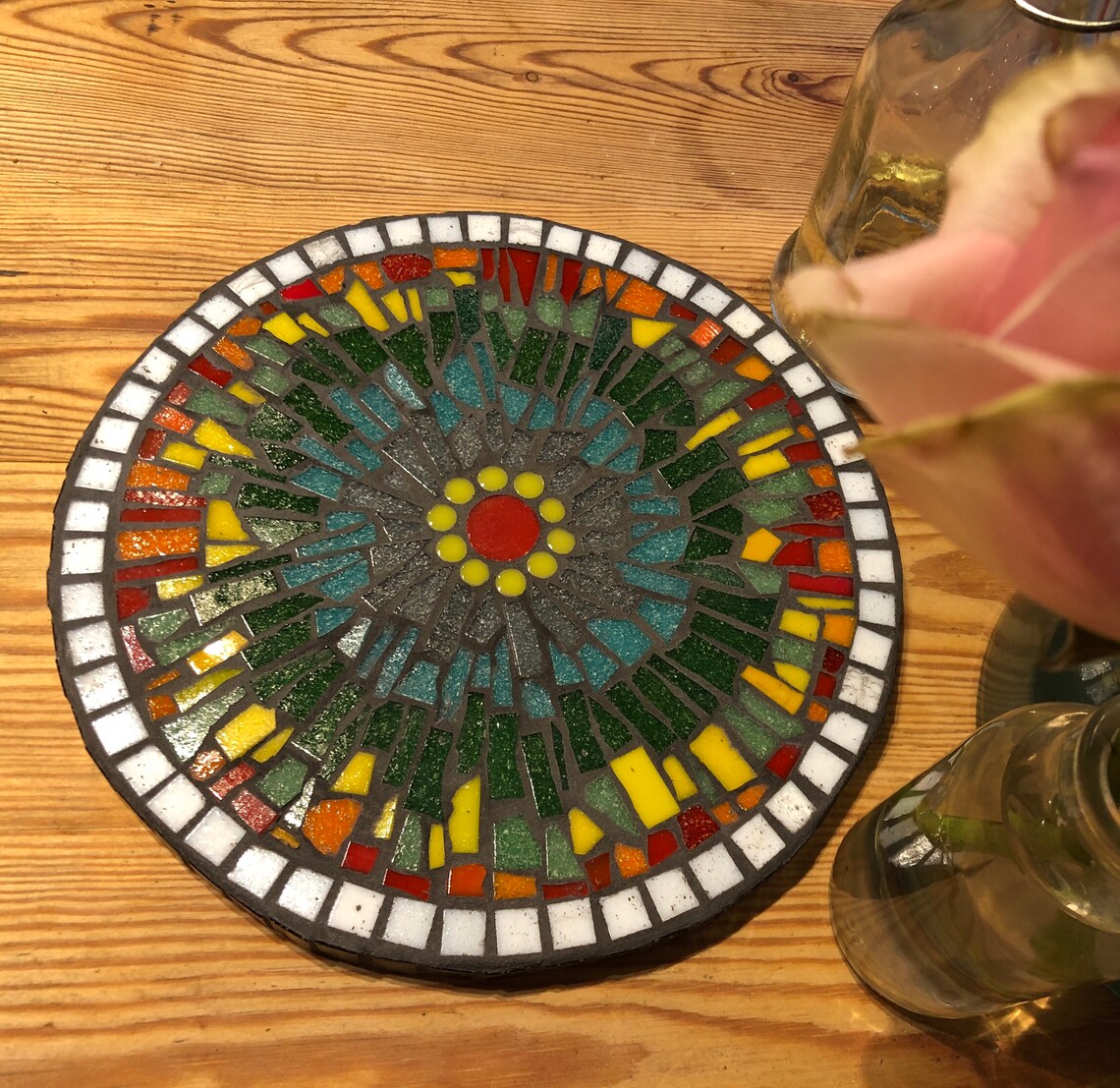 Patterned Mosaic Plant Stand Mosaic Glass Pot Stand Mosaic Etsy