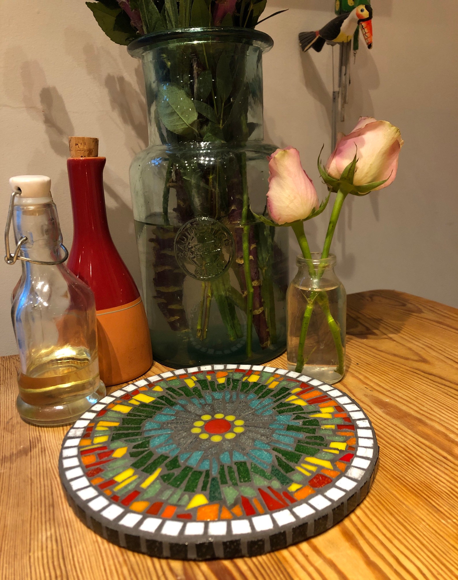 Mosaic Plant Stand Mosaic Patterned Glass Pot Stand Mosaic Etsy New