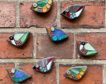 Mosaic Bird, Dainty Bird Decoration, Garden and Home Wall Decor, Glass Mosaic Bird, Unique Gift Idea