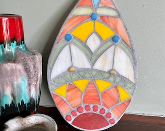 Stained Glass Mandala Mosaic Leaf: Home Decor Wall Art