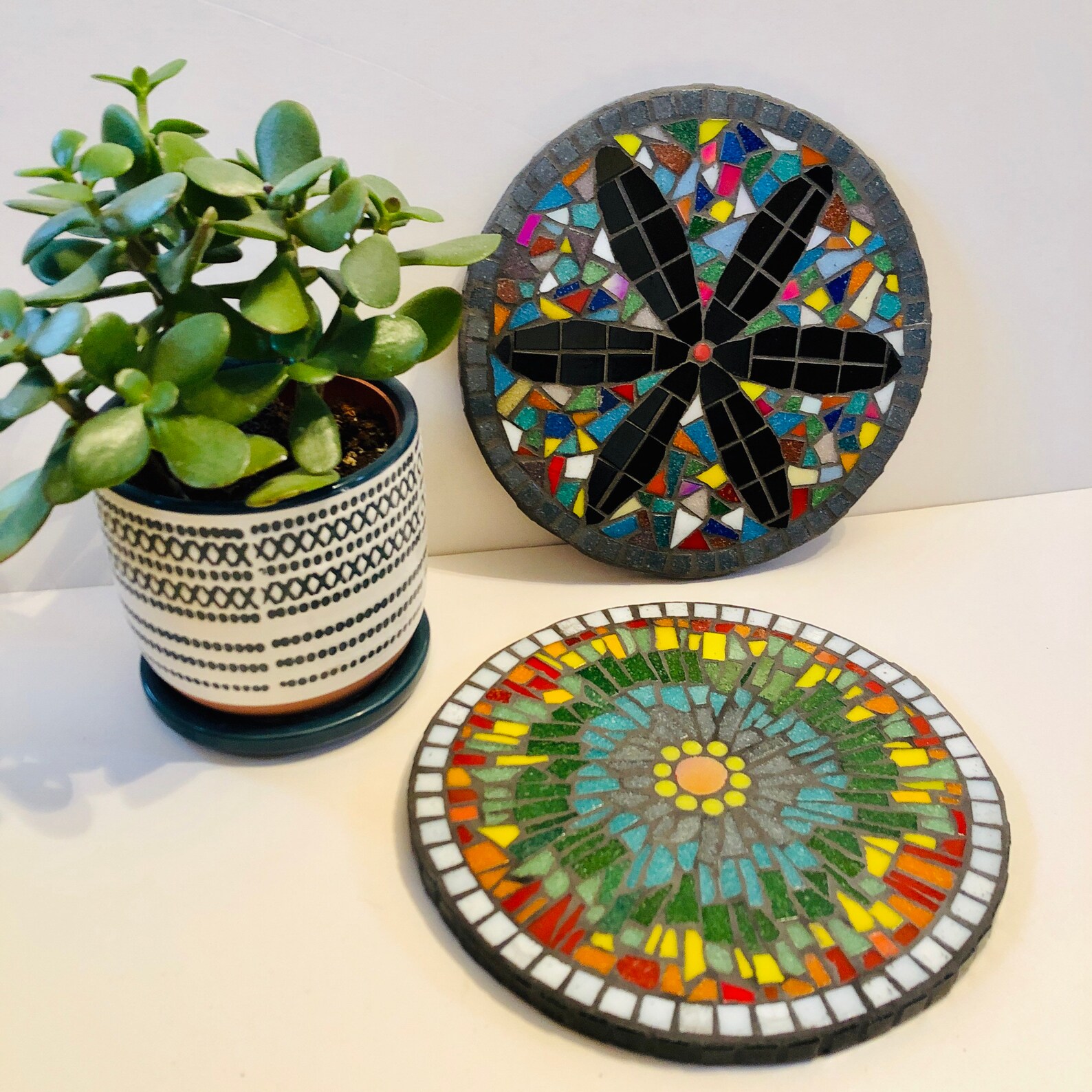 Mosaic Plant Stand Mosaic Patterned Glass Pot Stand Mosaic Etsy New