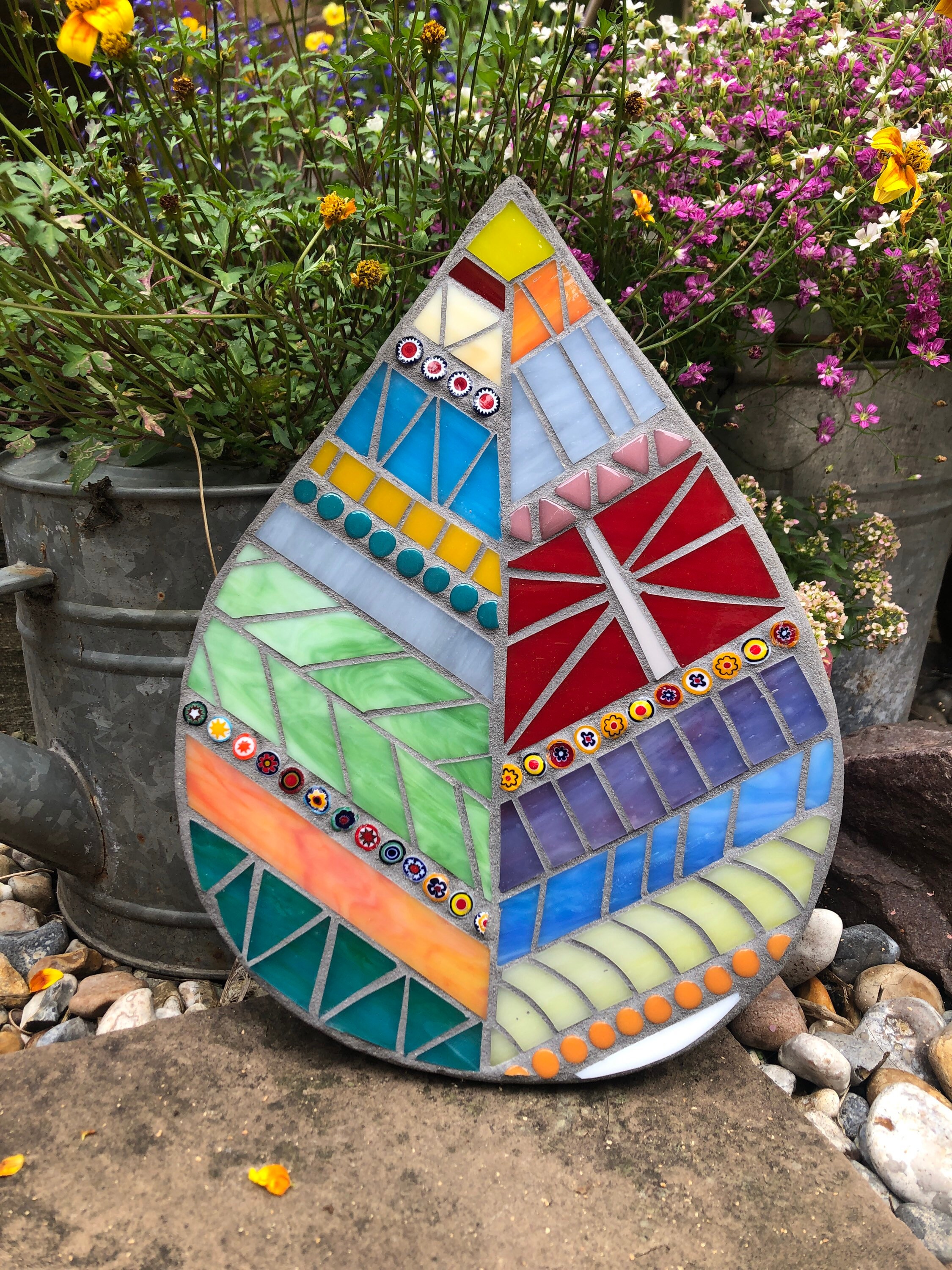 Garden Mosaic Art Flower Leaf Design Mosaic Leaf Art | Etsy